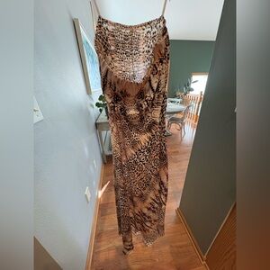 Cynthia Vincent Leopard Print Silk Dress